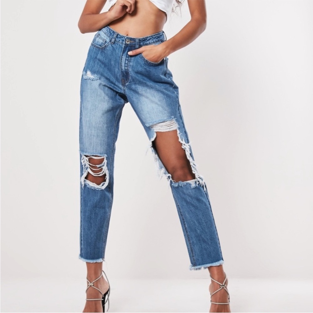 Tall High Waisted Ripped Mom Jeans
